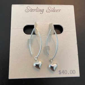 Sterling silver heart drop earrings